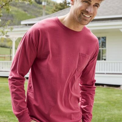 Garment-Dyed Long Sleeve T-Shirt With a Pocket Thumbnail