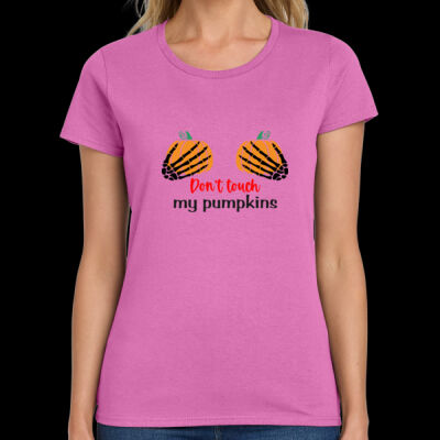Don't Touch My Pumpkins Ladies Halloween Tee Thumbnail